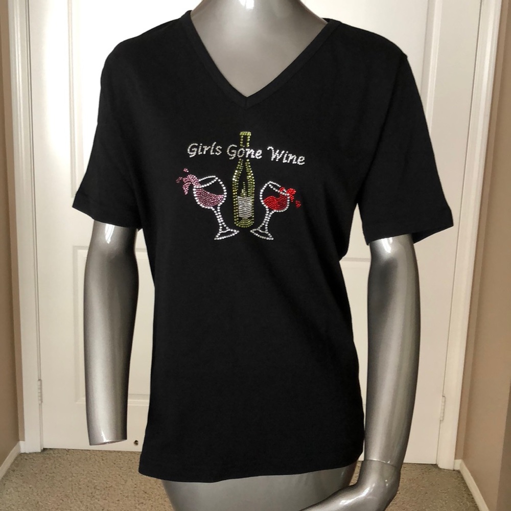 Girls Gone Wine Black Bling Rhinestone Tee